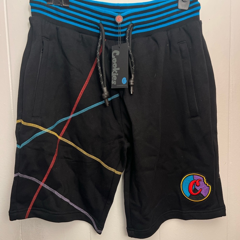 Cookies Black Shorts with Colorful Stripes